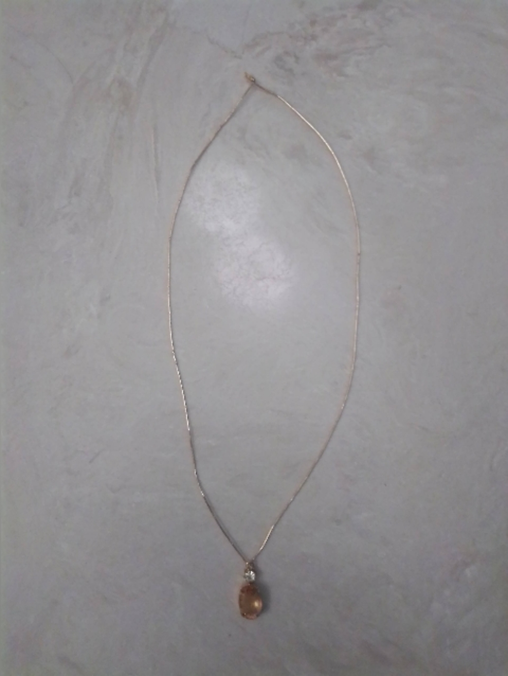 Amber & Green Pendant on Gold Tone Cord